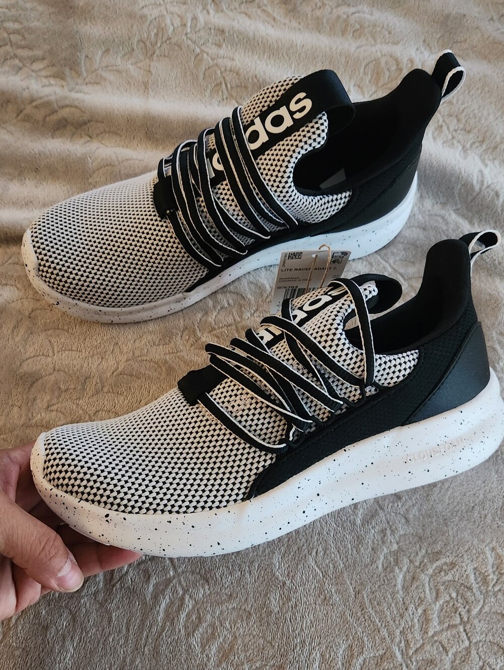 Adidas Lite Racer Adapt 7.0 K Athletic Shoes IE6384 Black White Kids Size 5